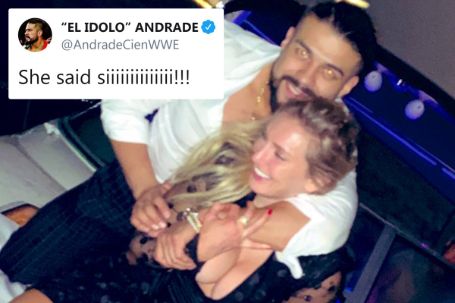 andreda and charlotte in a limo, andreda hugging her from behind 